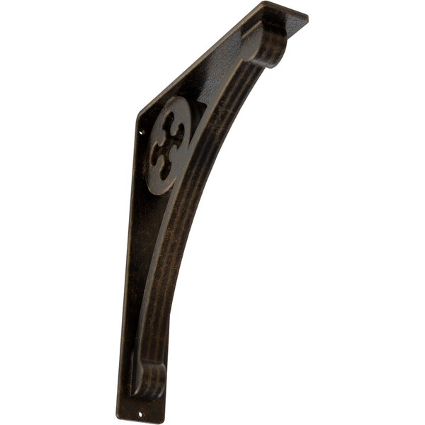Ekena Millwork Crawley Wrought Iron Bracket, (Triple center brace), Antiqued Brass 2"W x 10"D x 12"H BKTM02X10X12TCRABS - main